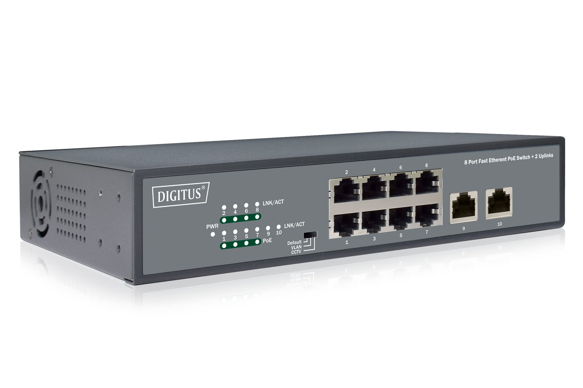 DIGITUS 8-Port Fast Etherent PoE-Switch + 2 Uplinks