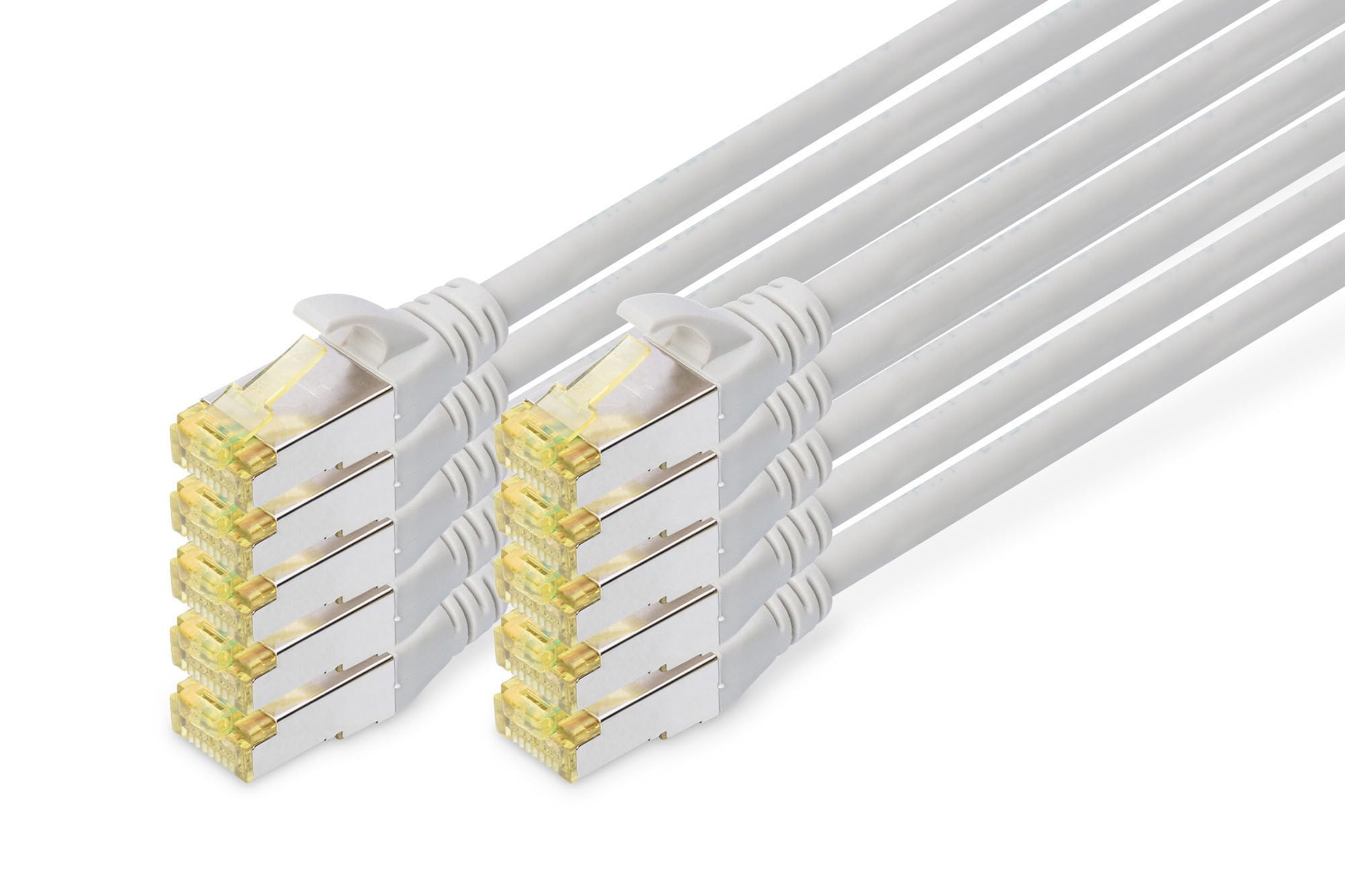 DIGITUS DIGITUS CAT 6A S/FTP Patchkabel, 10 Stück, 0,5m, grau