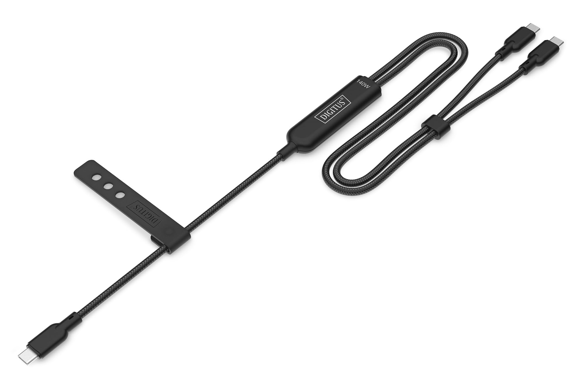 DIGITUS DIGITUS 2-in-1 Ladekabel USB-C 140W, 1,8m schwarz