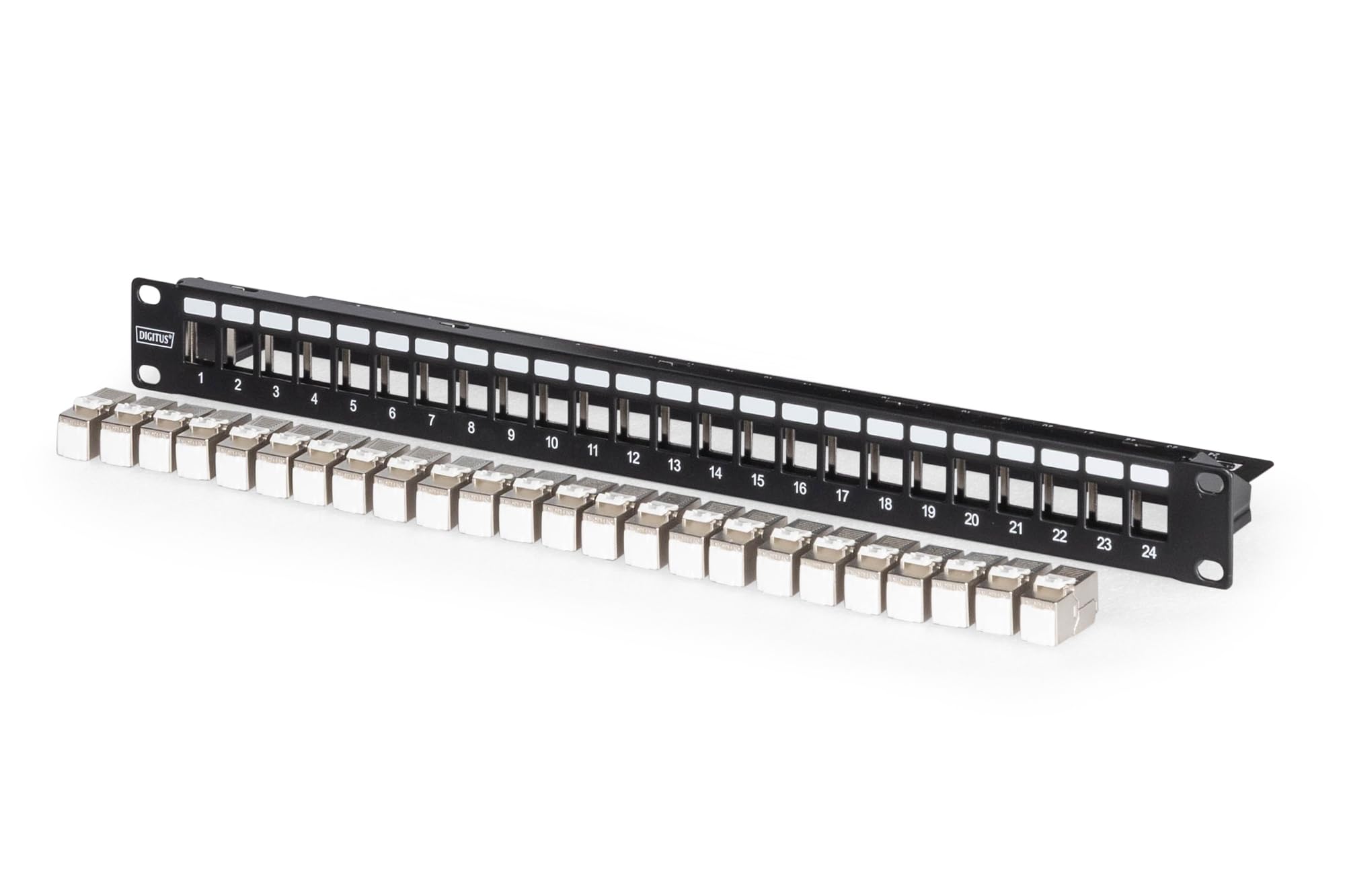 DIGITUS DIGITUS Patchpanel 1HE 24xCat6A Keystone Module geschirmt sc