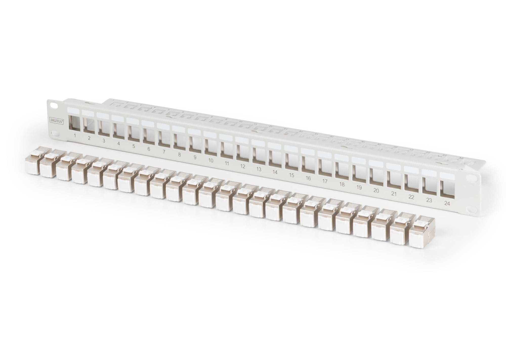 DIGITUS DIGITUS Patchpanel 1HE 24xCat6A Keystone Module geschirmt gr