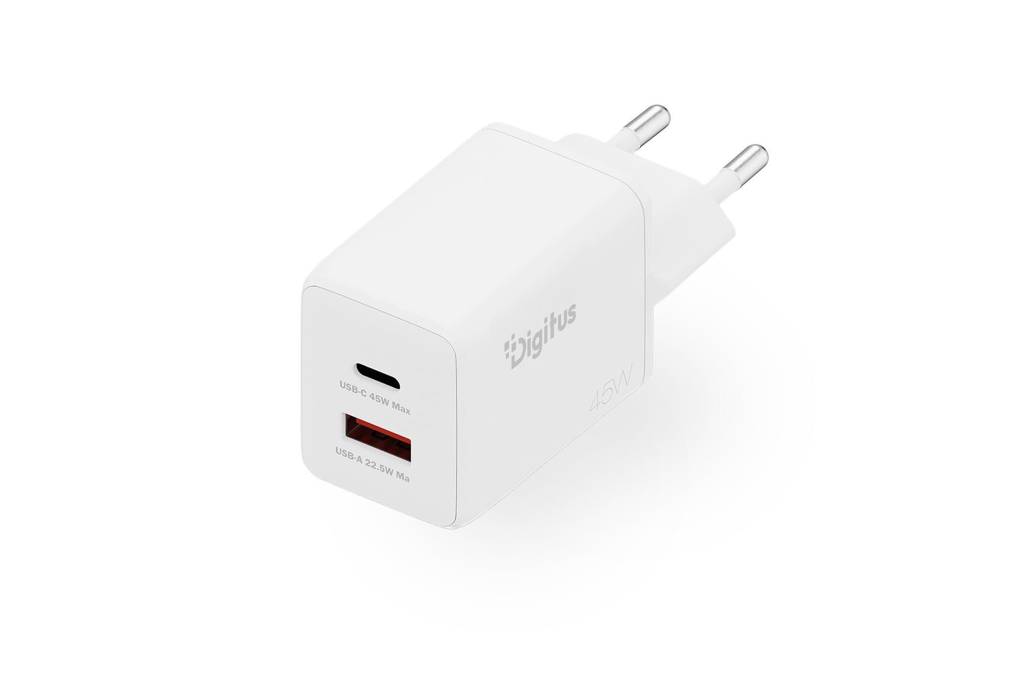 DIGITUS DIGITUS USB-Ladegerät GaN  45W,  1x USB-C,  1x USB-A    weiß