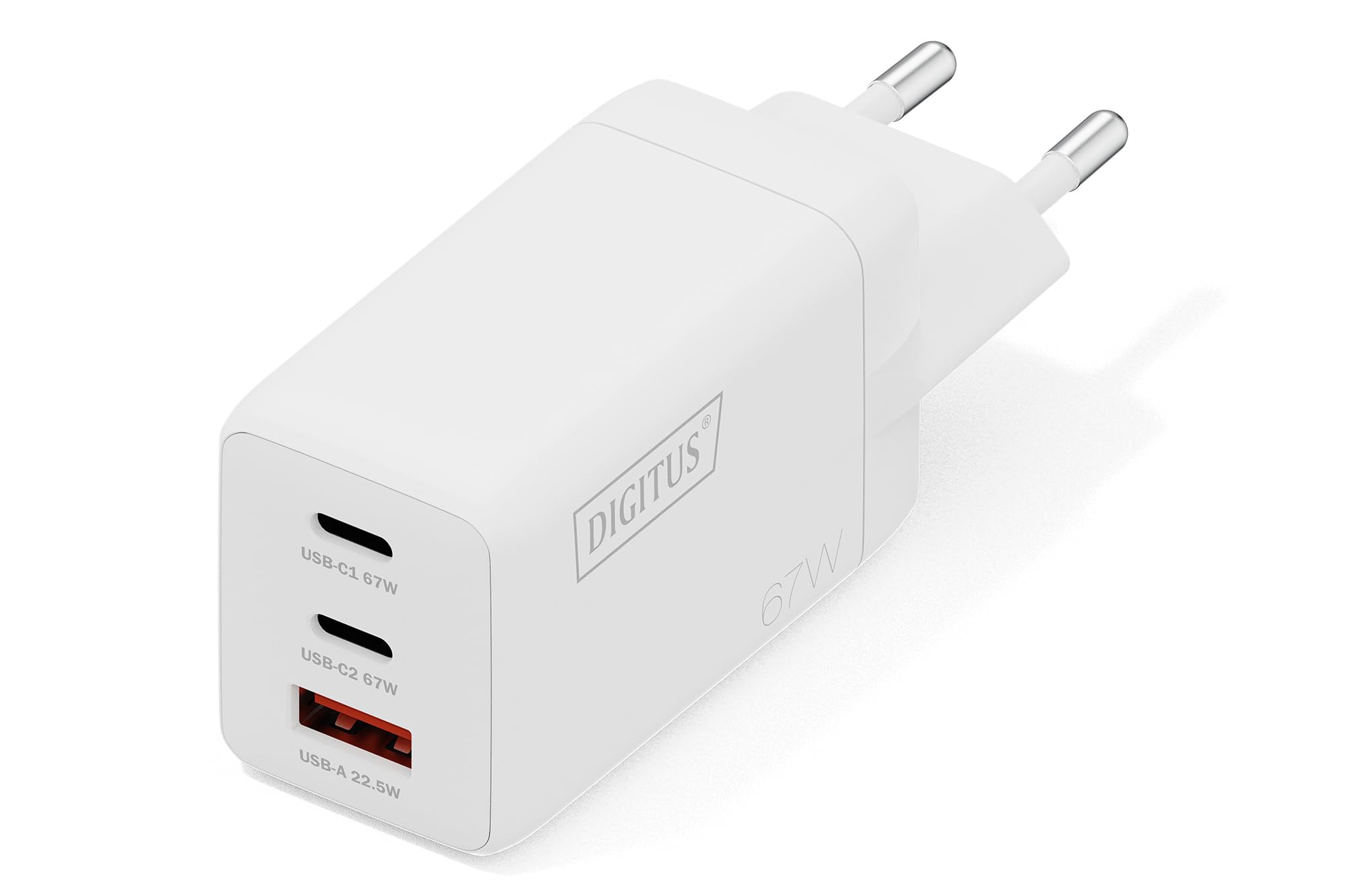 DIGITUS DIGITUS USB-Ladegerät GaN  67W,  2x USB-C,  1x USB-A    weiß