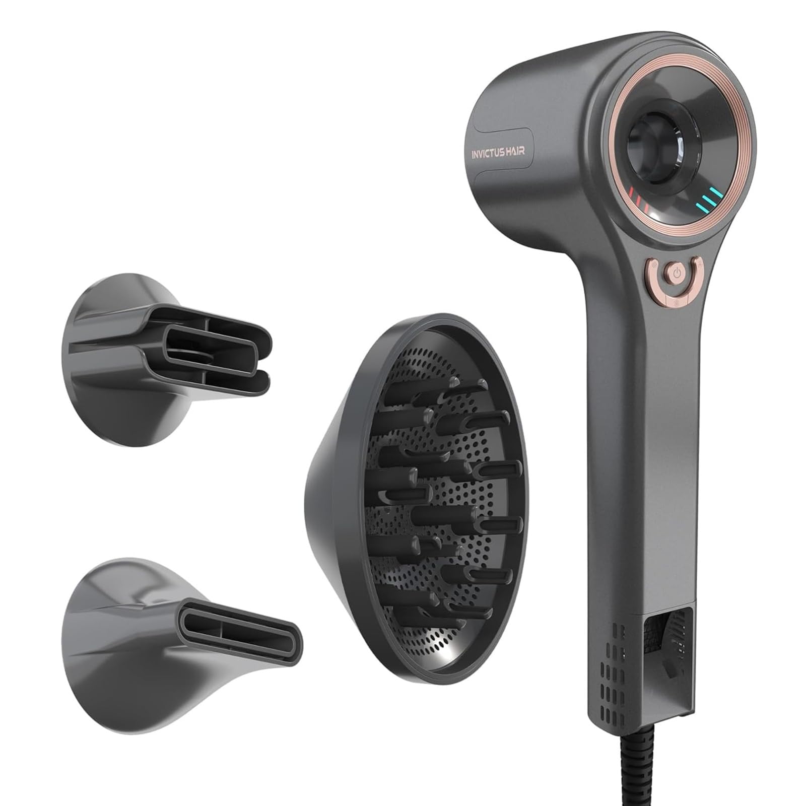 GENIUS INVICTUS Hair D7 Haartrockner Set 4-tlg, 1600 W, bk
