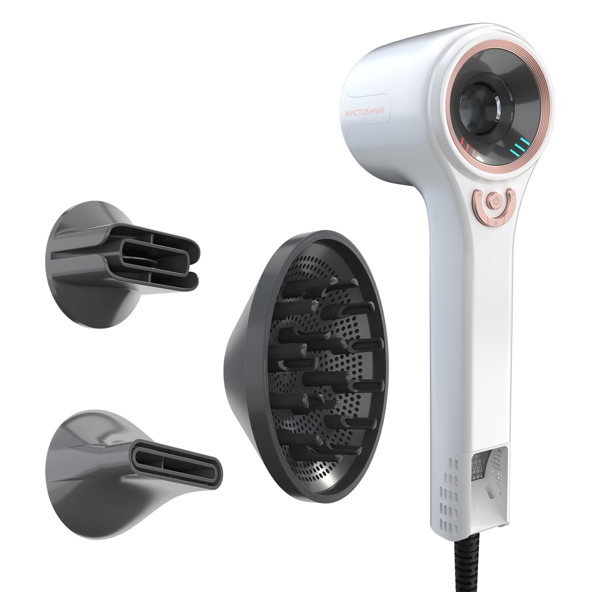 GENIUS INVICTUS Hair D7 Haartrockner Set 4-tlg, 1600 W, wh