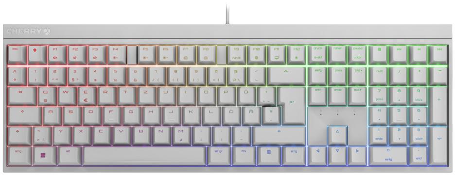 Cherry Clavier de jeu Cherry, USB, RVB, MX NOIR, blanc, FR