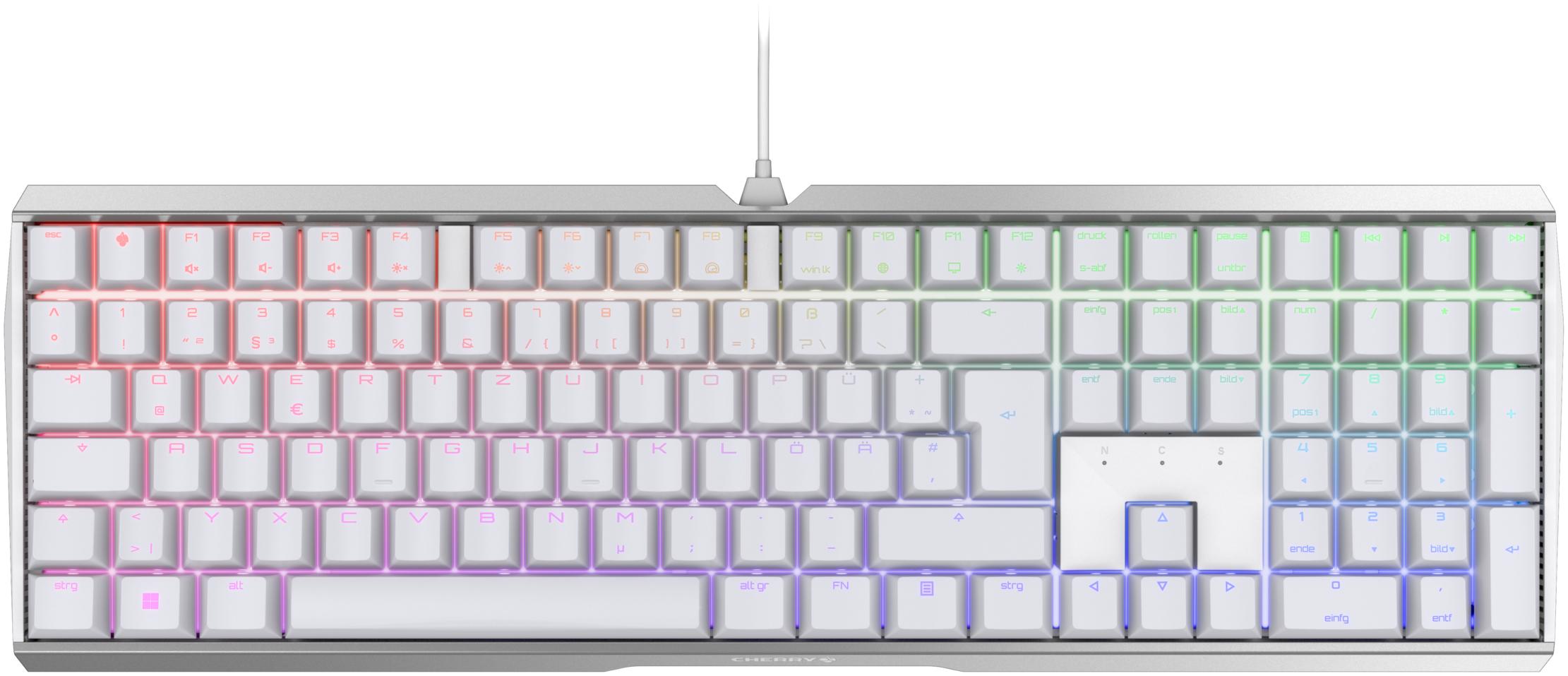 Cherry Clavier de jeu, USB, RVB, MX NOIR, blanc, FR