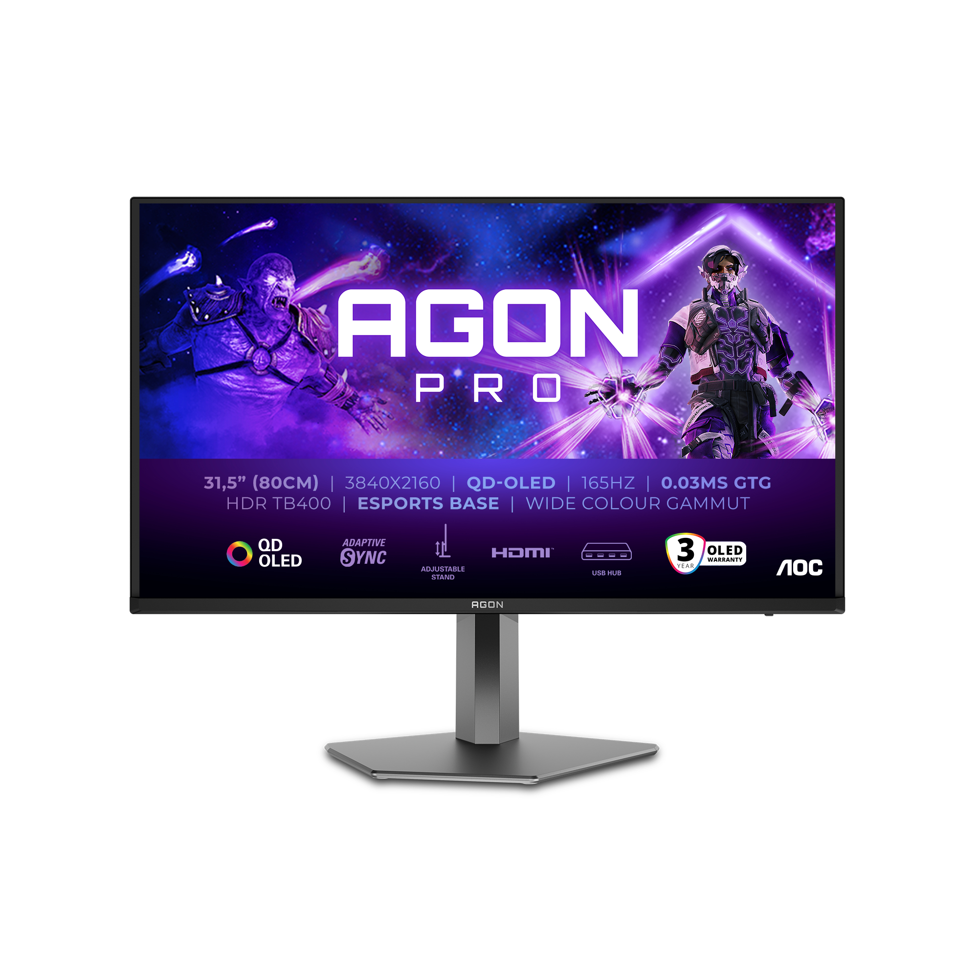 AOC Écran PC Gamer AG326UD 32 Pouces 4K UHD OLED