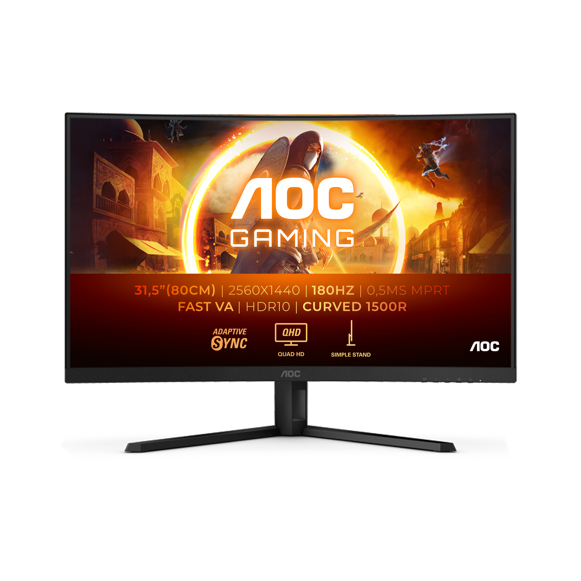 AOC Ecran PC Gamer Incurvé CQ32G4VE 32 Pouces QHD 180Hz