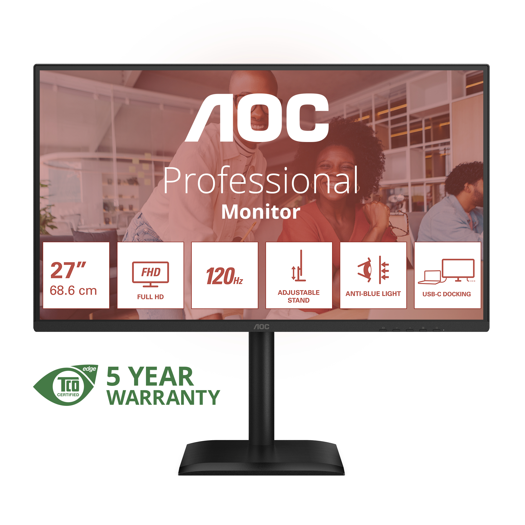 AOC AOC 27E4CV 27p FHD IPS 120Hz 4ms 300cd/m2 HDMI DP USB-C PD90W RJ45 HUB USB Speakers