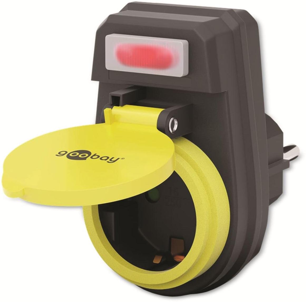 Goobay Prise extérieure 1 prise avec interrupteur (Noir/Jaune)