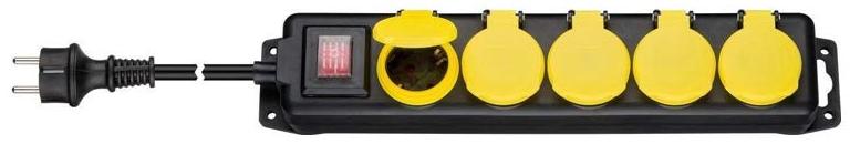 Goobay Multiprise extérieure 5 prises 3m (Noir/Jaune)