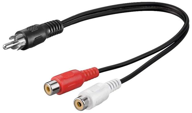 Goobay Adaptateur RCA M vers 2x RCA F/F 20cm (Noir)