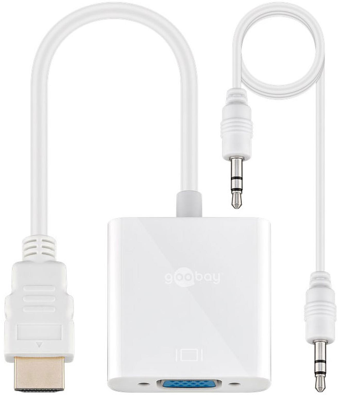 Goobay adaptateur HDMI mâle / VGA femelle + Jack 3.5 mm (Blanc)