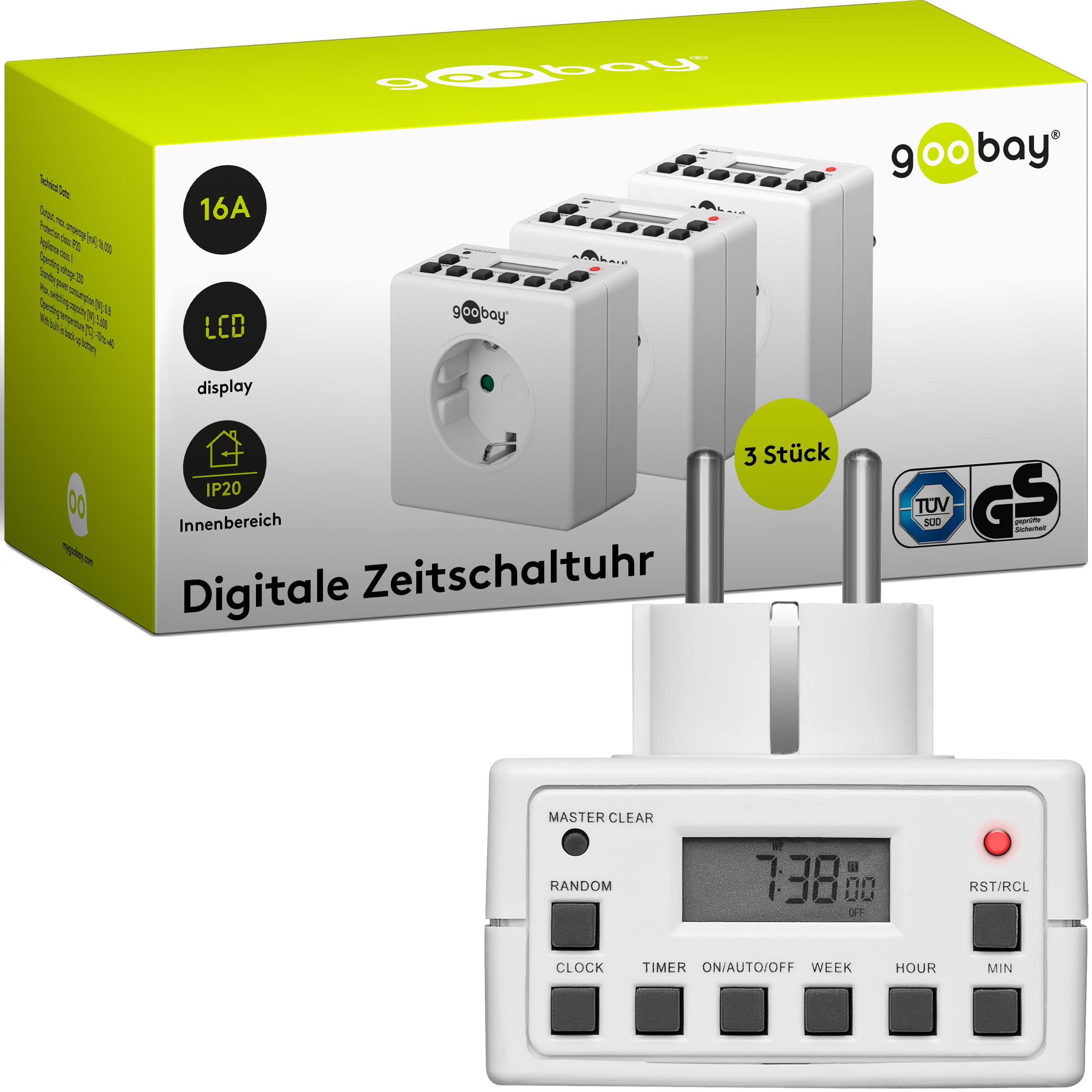 Goobay Digitale Zeitschaltuhr 3er-Set