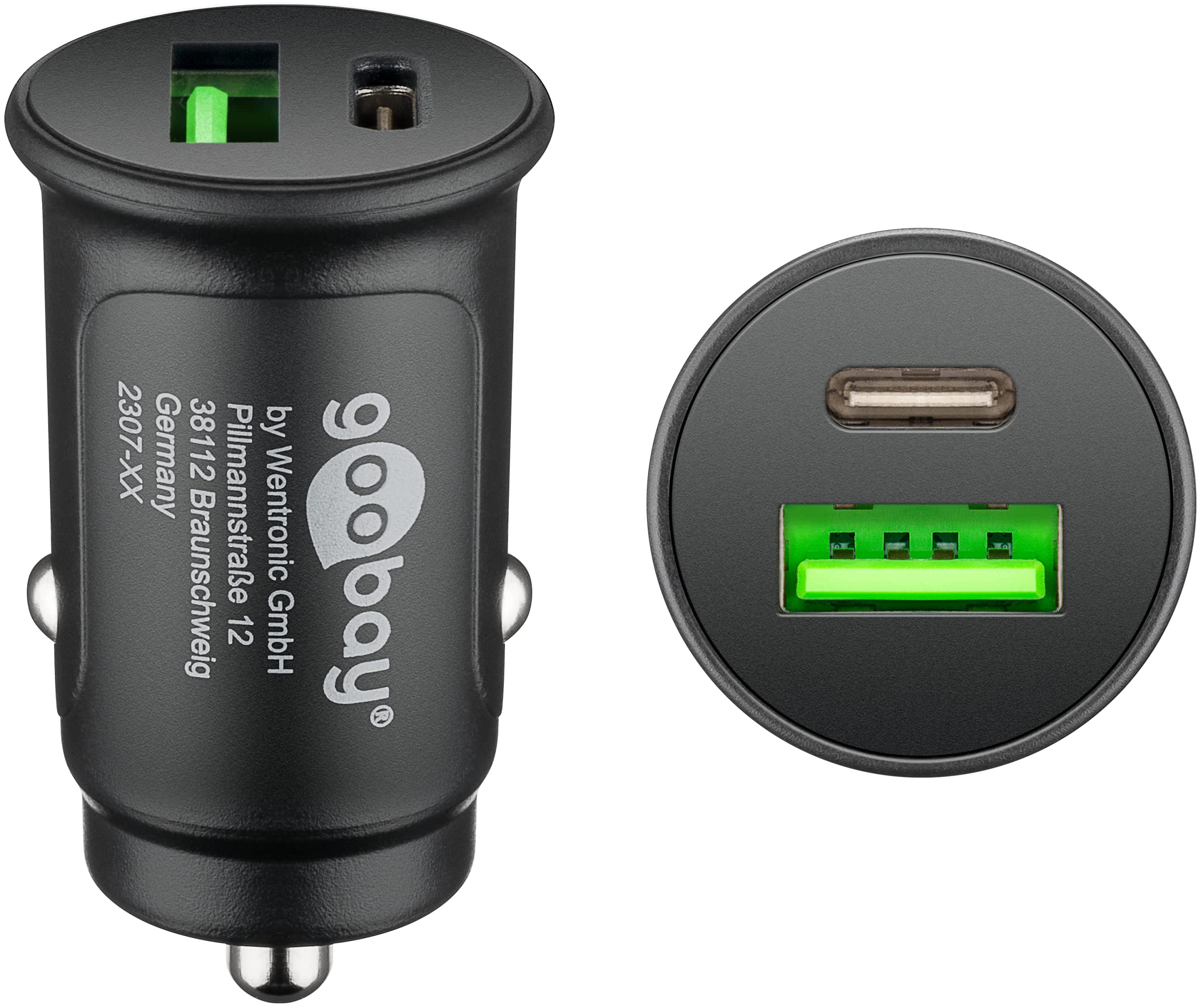 Goobay Dual-USB Auto Schnellladegerät USB-C PD (Power Delivery)