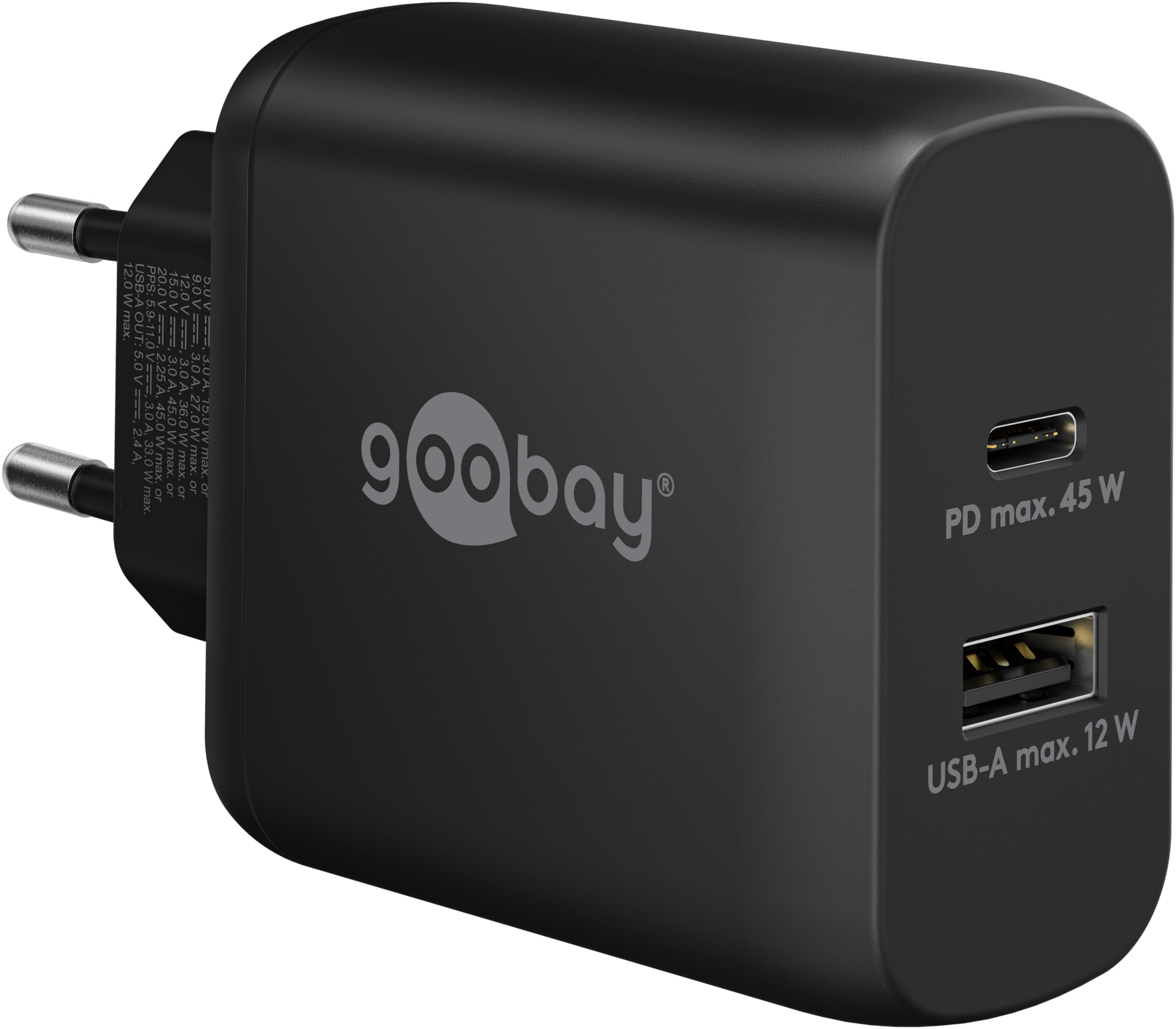 Goobay USB-C PD Dual-Schnellladegerät 45 Watt