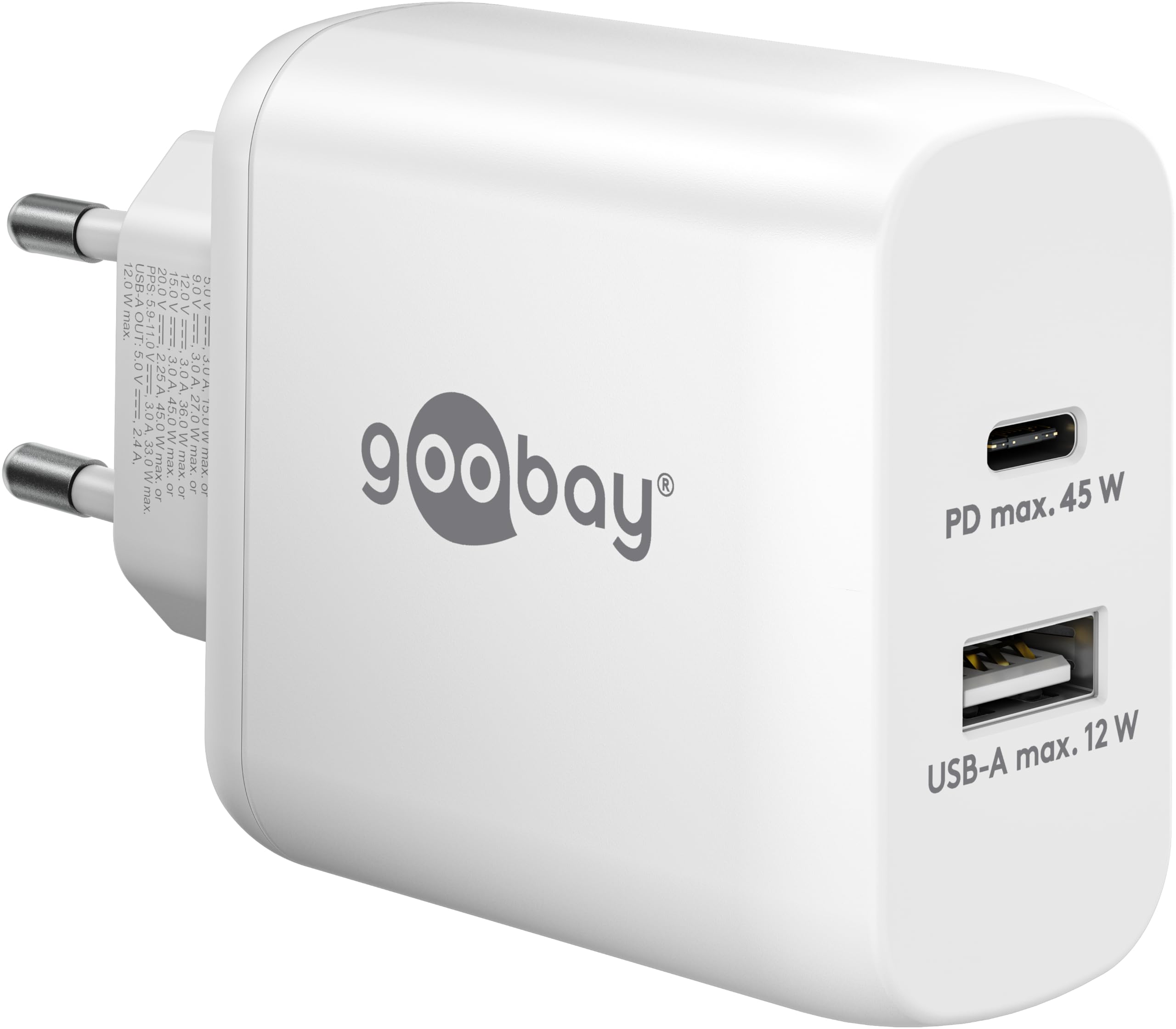 Goobay USB-C PD Dual-Schnellladegerät 45 Watt