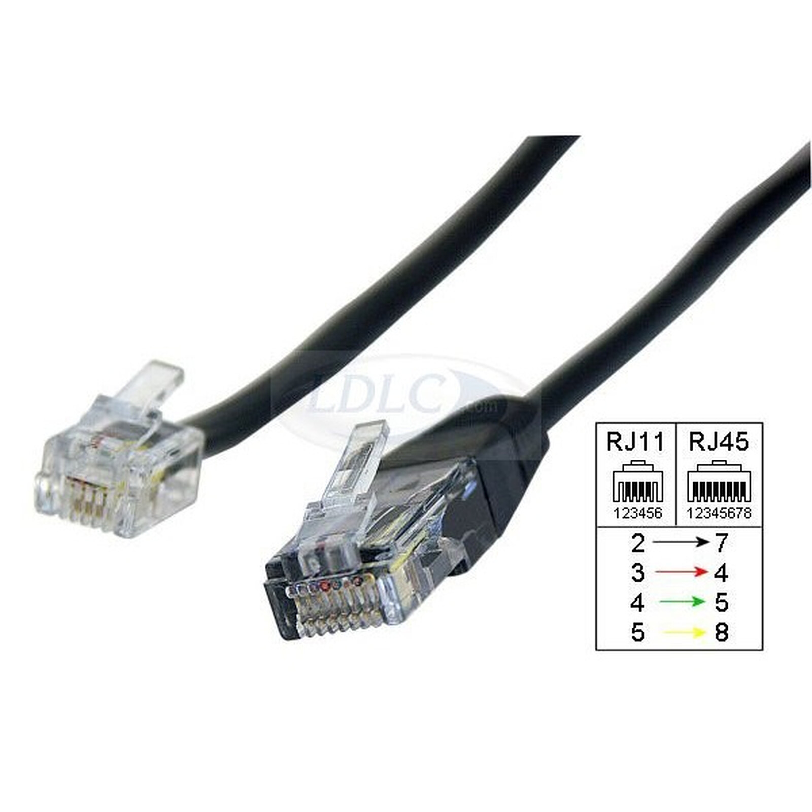 GENERIQUE Câble adaptateur RJ11 mâle / RJ45 mâle (10 mètres)