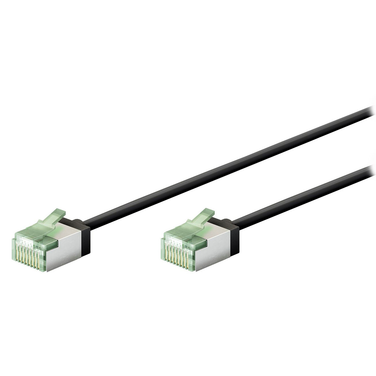 Goobay - Modèle du produit : Câble RJ45 Slim Cat 8.1 U/FTP 0.15 m (Noir)