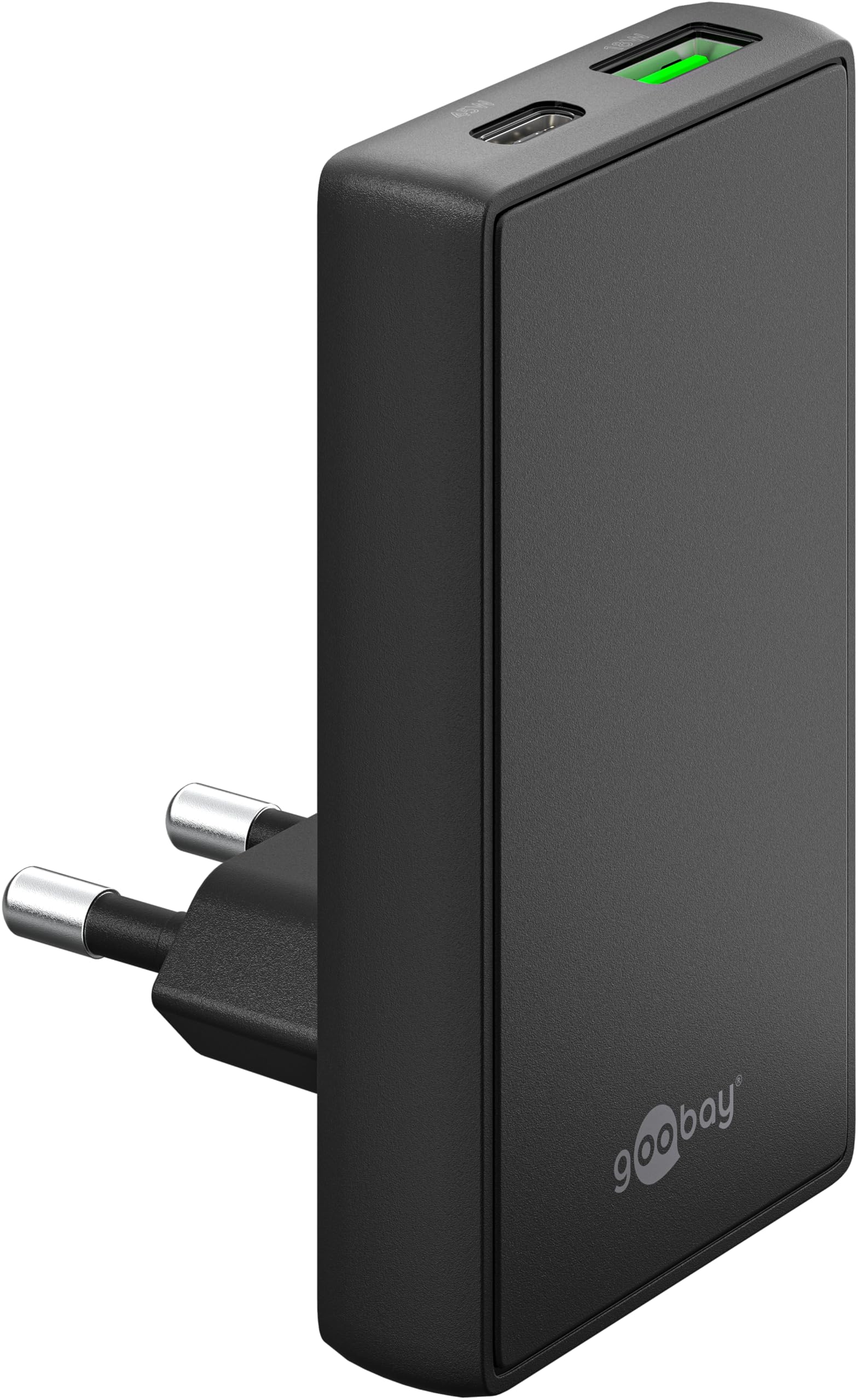 Goobay Chargeur secteur  Fast Charger 90Â° Flat 1x USB-C + 1x USB-A 45W (Noir)
