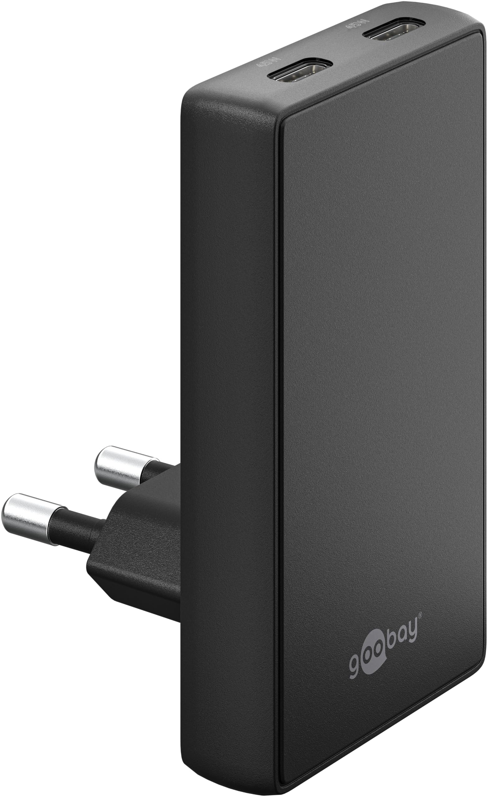 Goobay Chargeur secteur  Fast Charger 90Â° Flat 2x USB-C 45W (Noir)