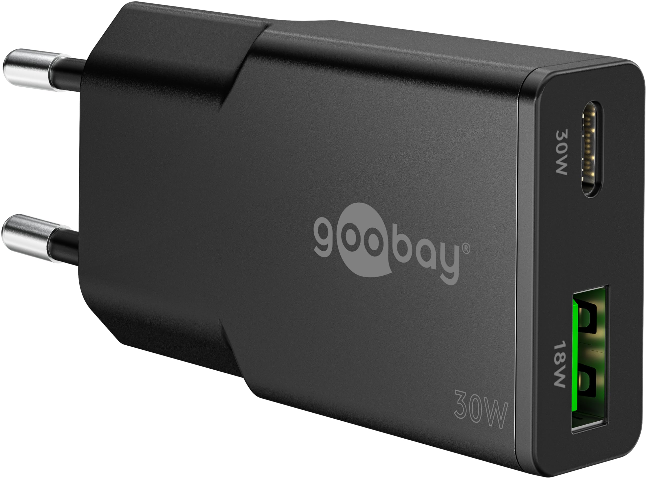 Goobay USB-C PD GaN Dual-Schnelladegerät Slim 30 W