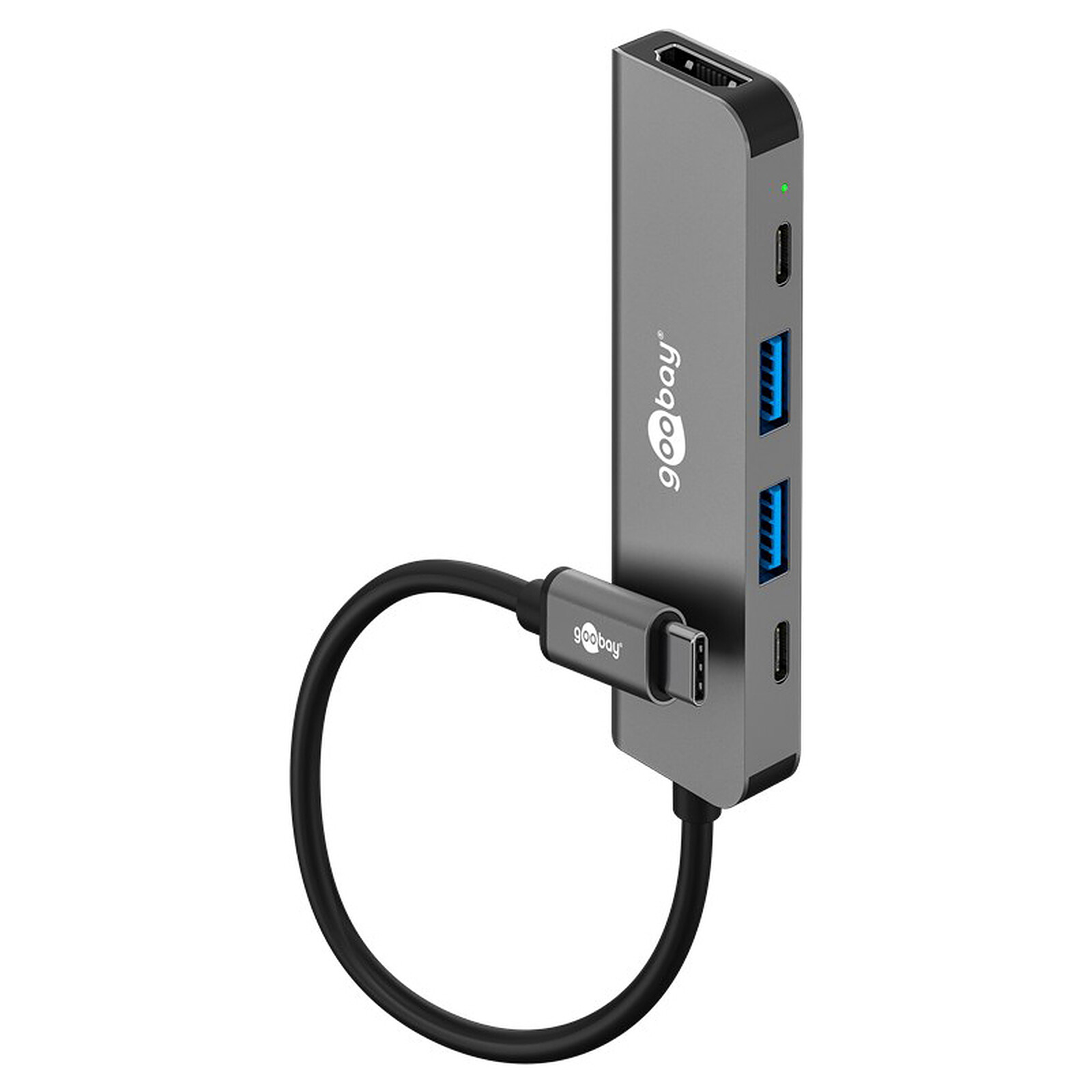 Goobay Hub Slim USB-C vers 1x HDMI, 2x USB-C et 2x USB-A