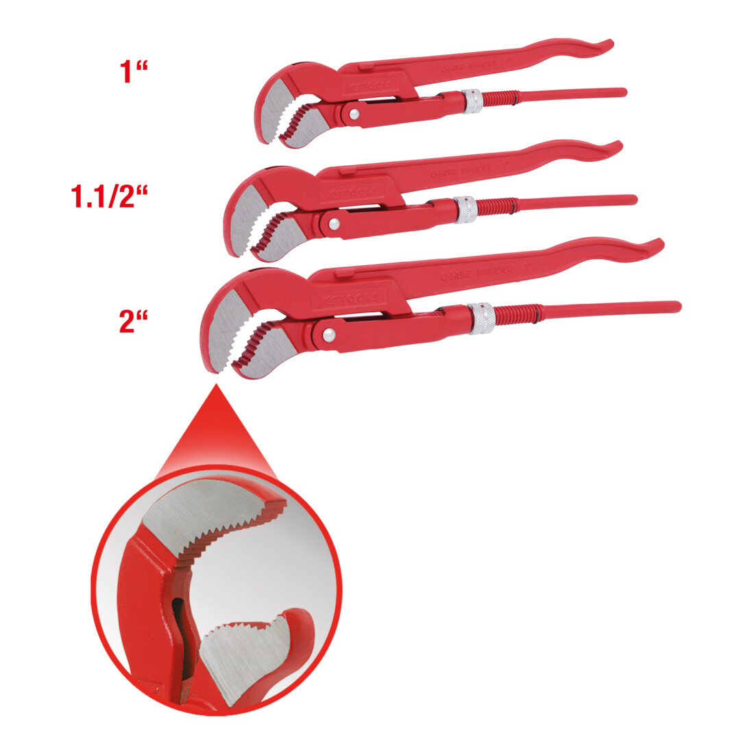 KS TOOLS Jeu de clés serre-tubes suédoises, 3 pc