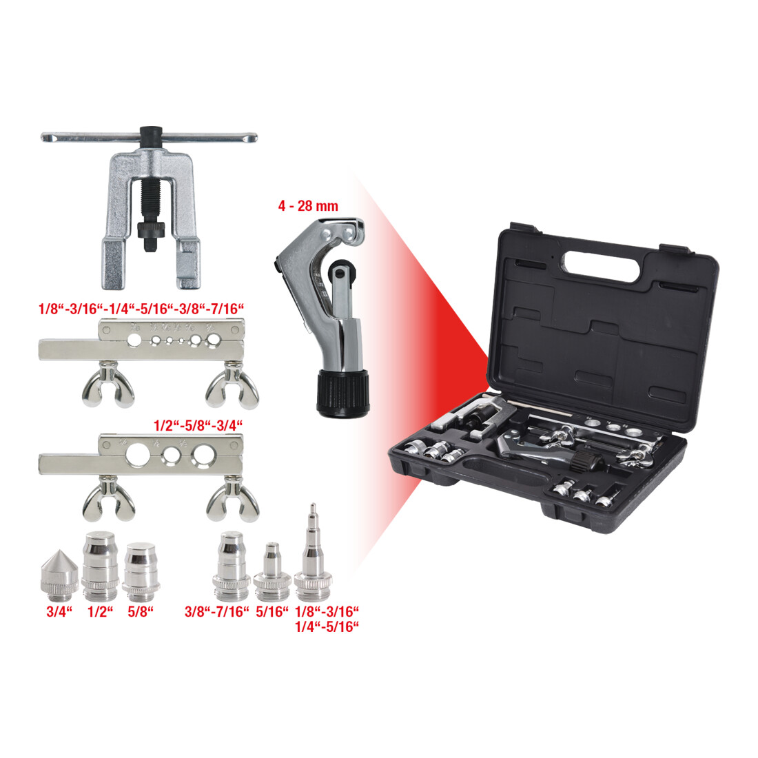 KS TOOLS Jeu d'outils à collets pour frigoristes 1/8'-3/4', 10 pièces