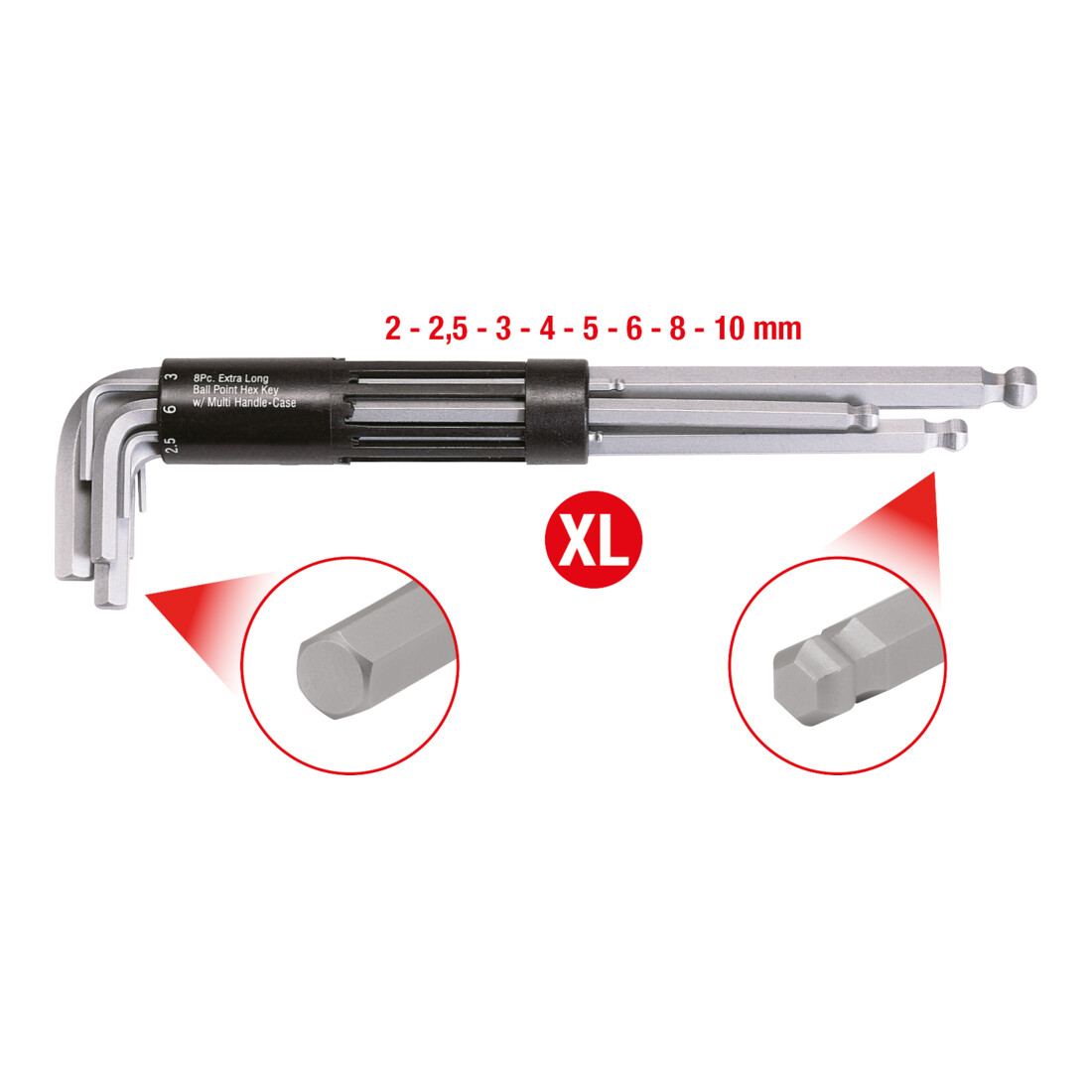 KS TOOLS Jeu de clés mâles tête sphérique XL, 8 pcs.