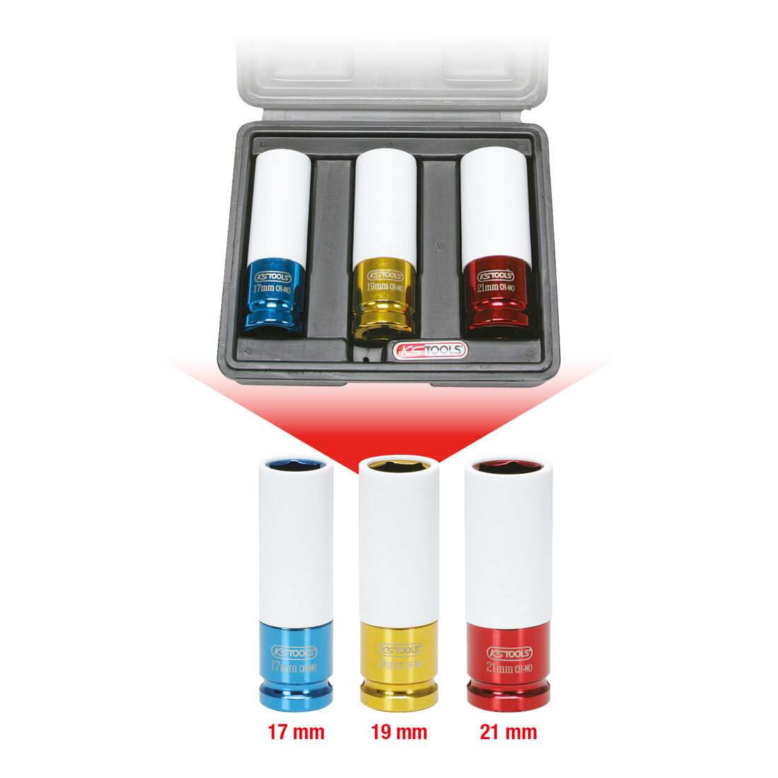 KS TOOLS 1/2' Jeu de douilles à chocs pour jantes aluminium, 3 pcs.