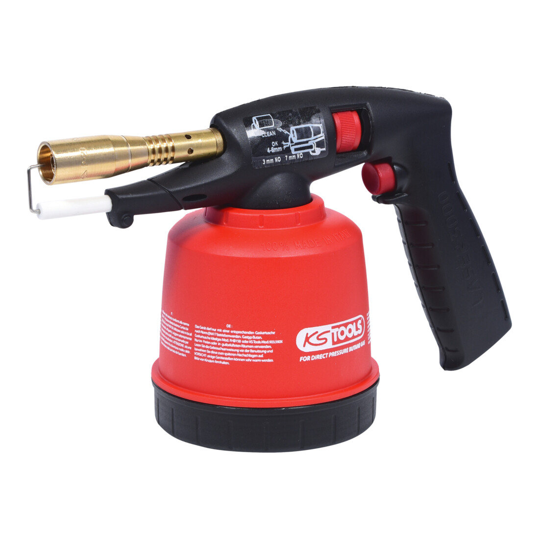 KS TOOLS Chalumeau propane avec piezo, rouge