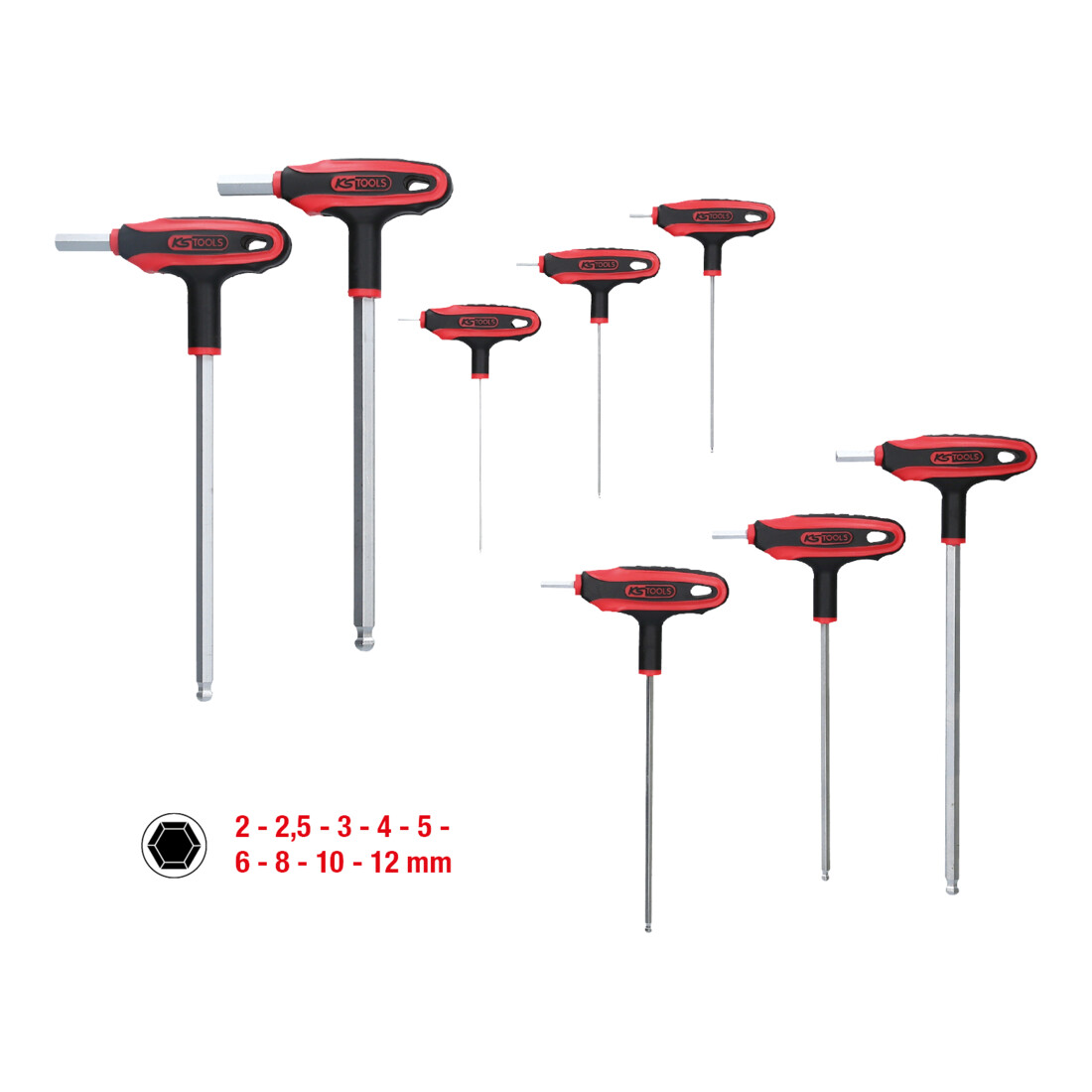 KS TOOLS Jeu de clés mâles 6 pans ERGOTORQUEplus à poignée en T, 9 pièces