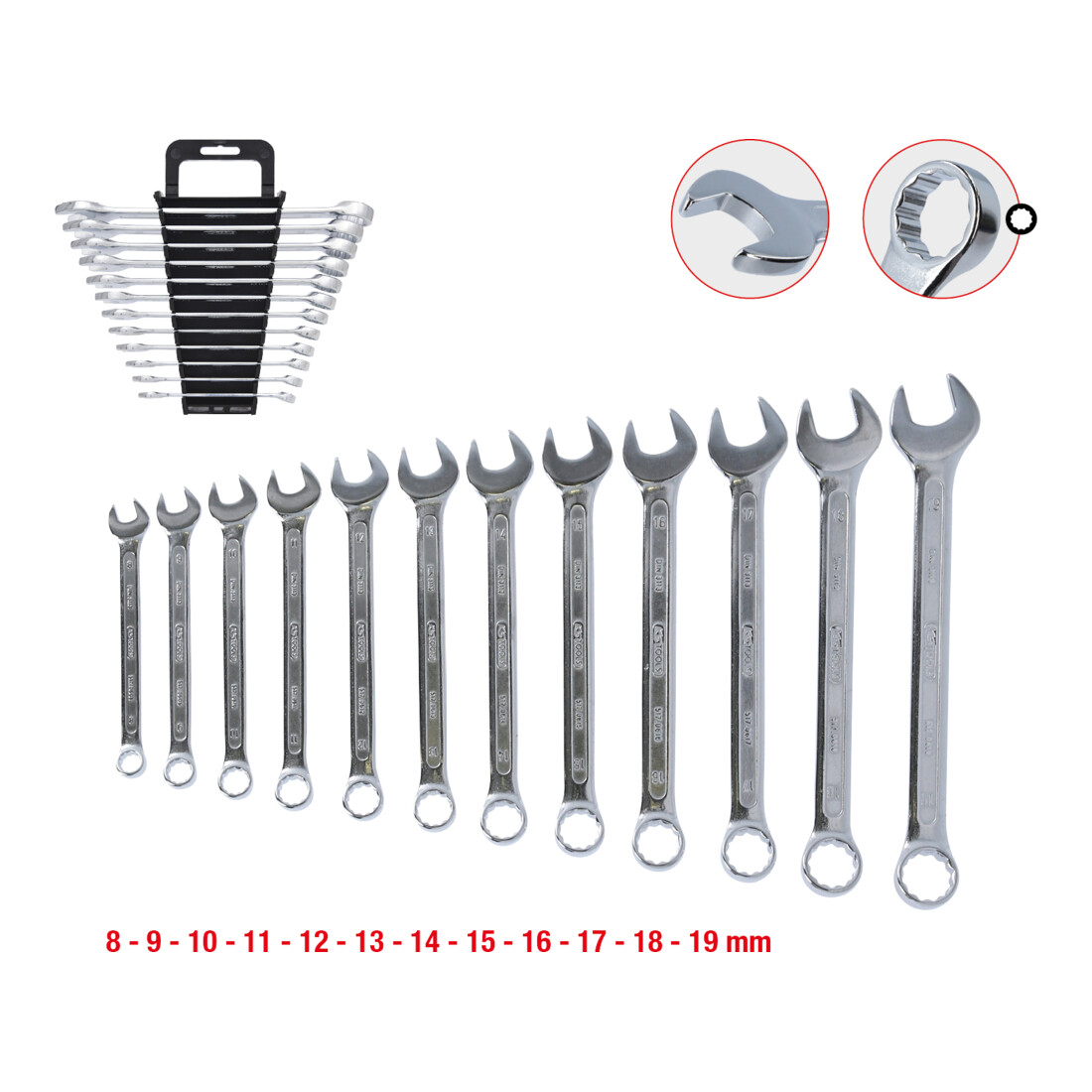 KS TOOLS Jeu de clés mixtes coudées, 12 pcs. 8-19mm