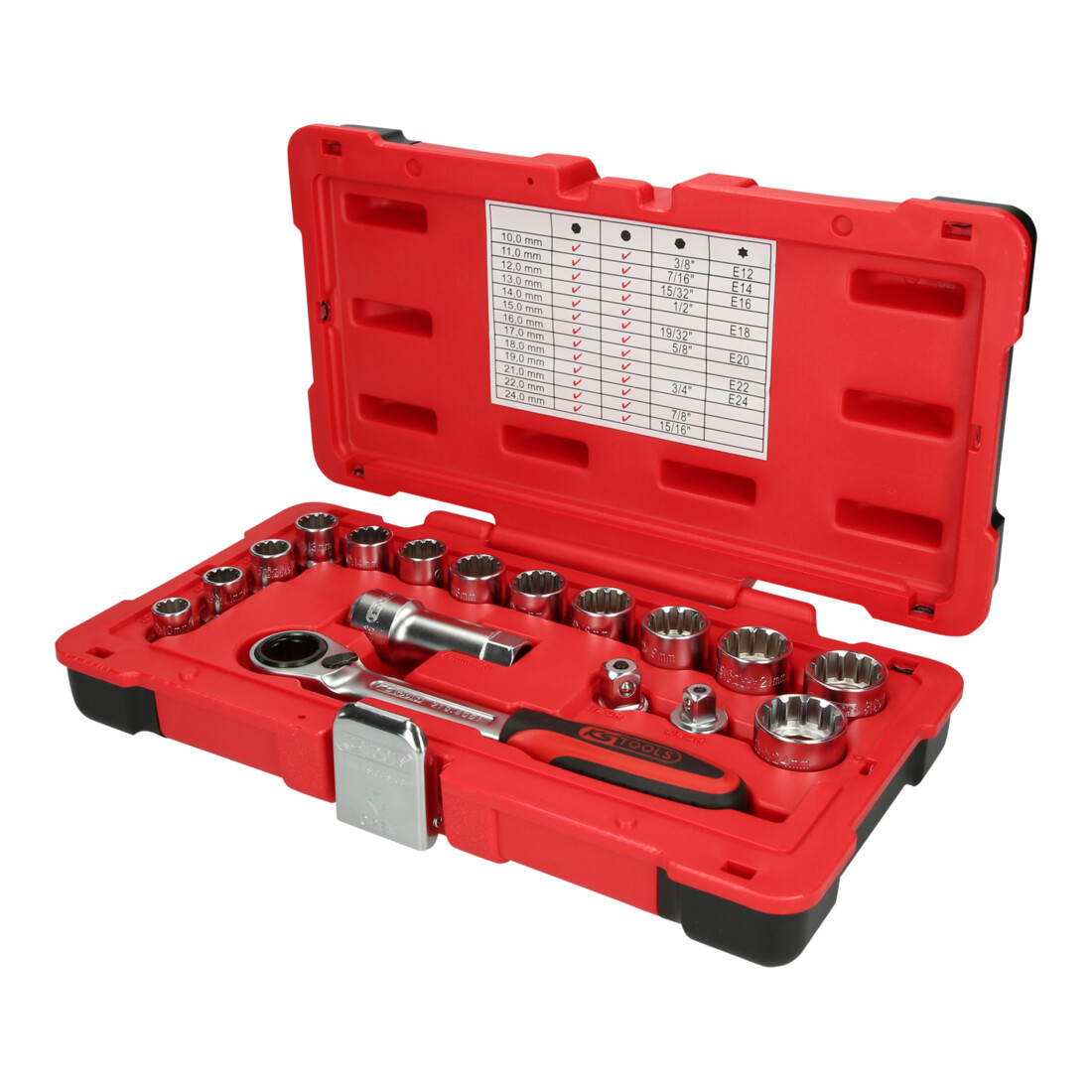 KS TOOLS 3/8'+1/2' Coffret de douilles TRIPLEplus, 17 pcs.