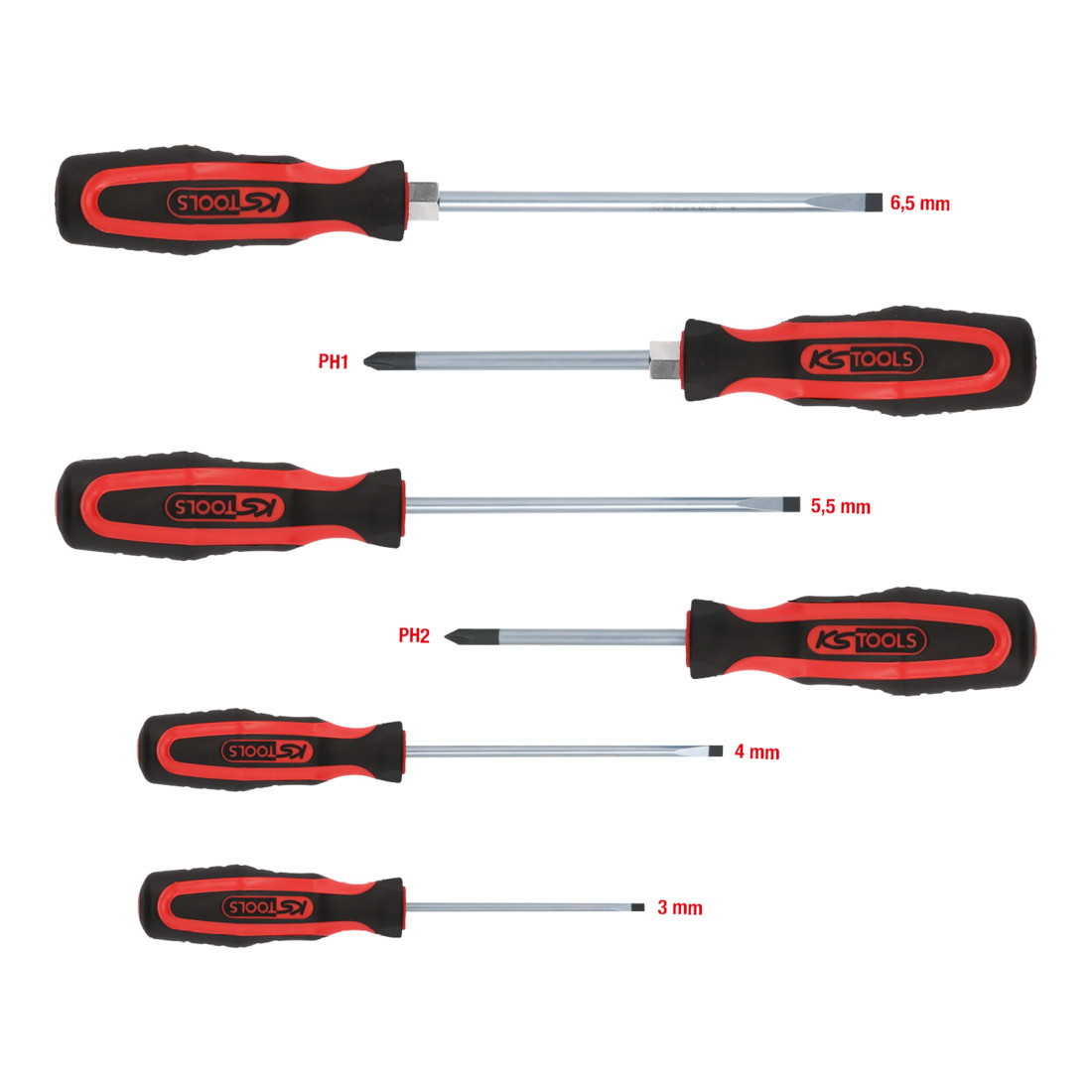 KS TOOLS Jeu de tournevis ERGOTORQUEplus, 6 pcs., Fente+PH
