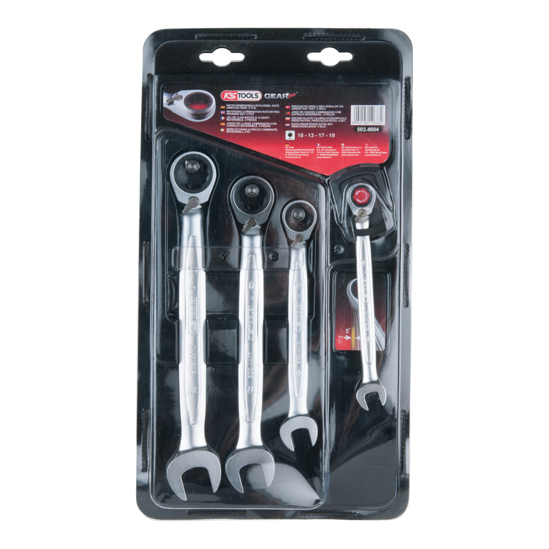 KS TOOLS Jeu de clés mixtes à cliquet réversible GEARplus, 4 pcs.