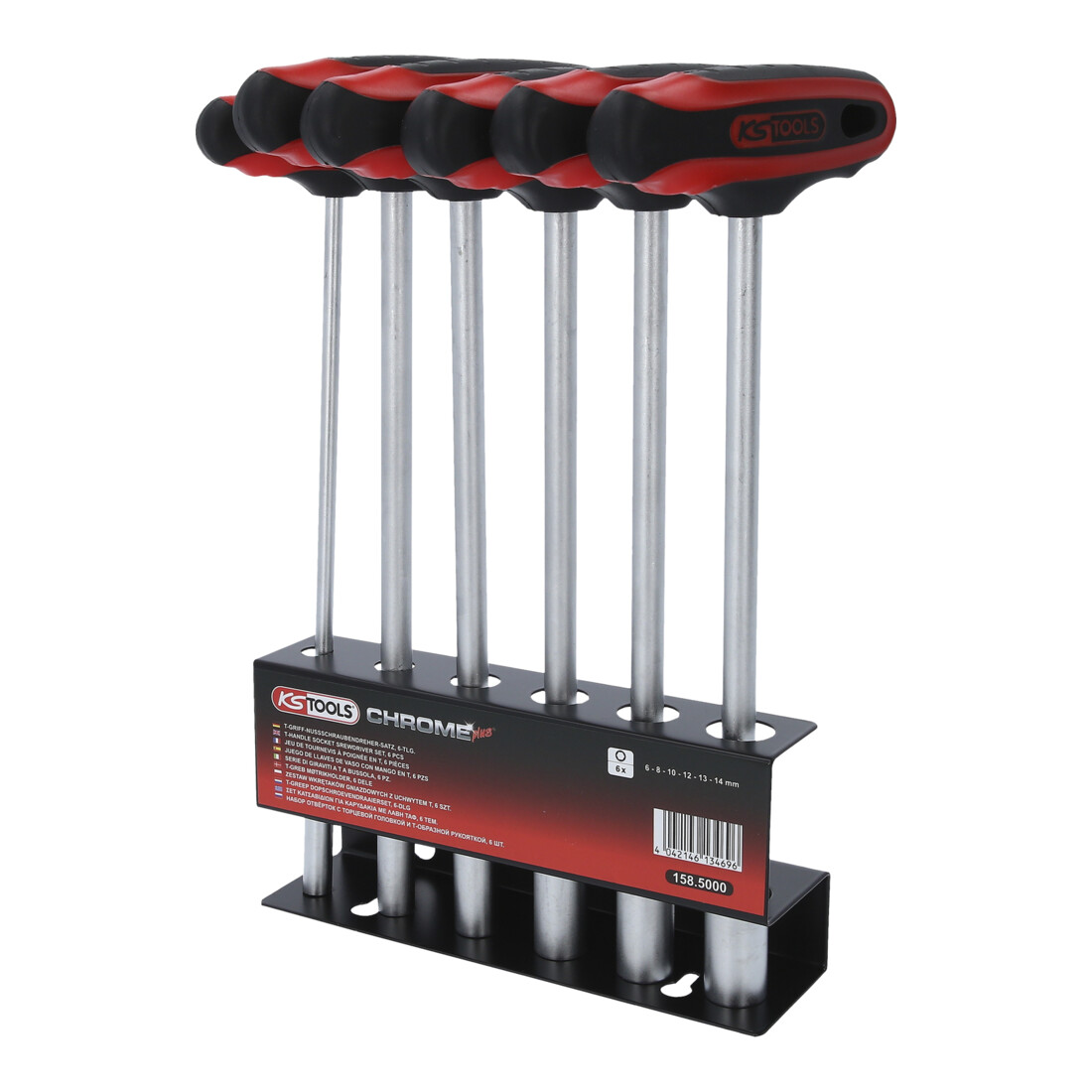 KS TOOLS CHROMEplus T-Handle nut Driver Set, 6 pièces, 6-14mm