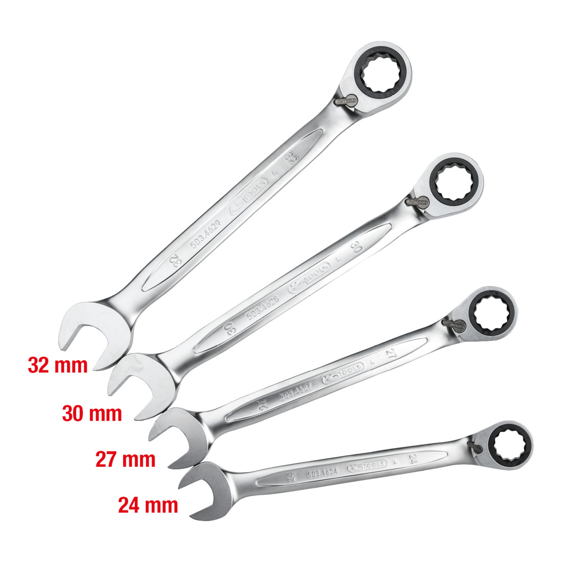 KS TOOLS GEARplus Jeu de clés à cliquet à anneau, réversible, 4 pcs.