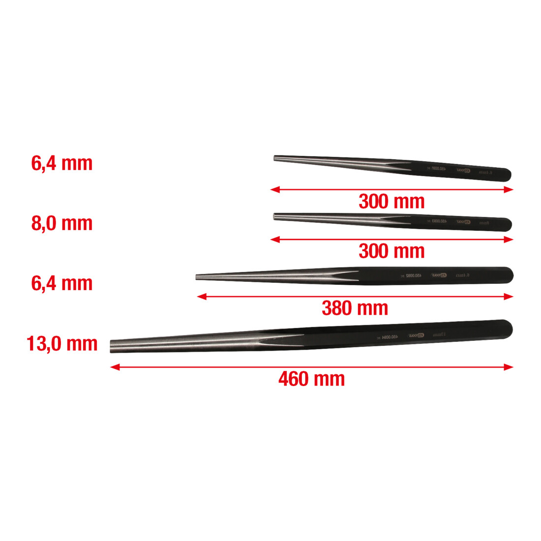 KS TOOLS Jeu de chasse-goupilles, 4 pcs.