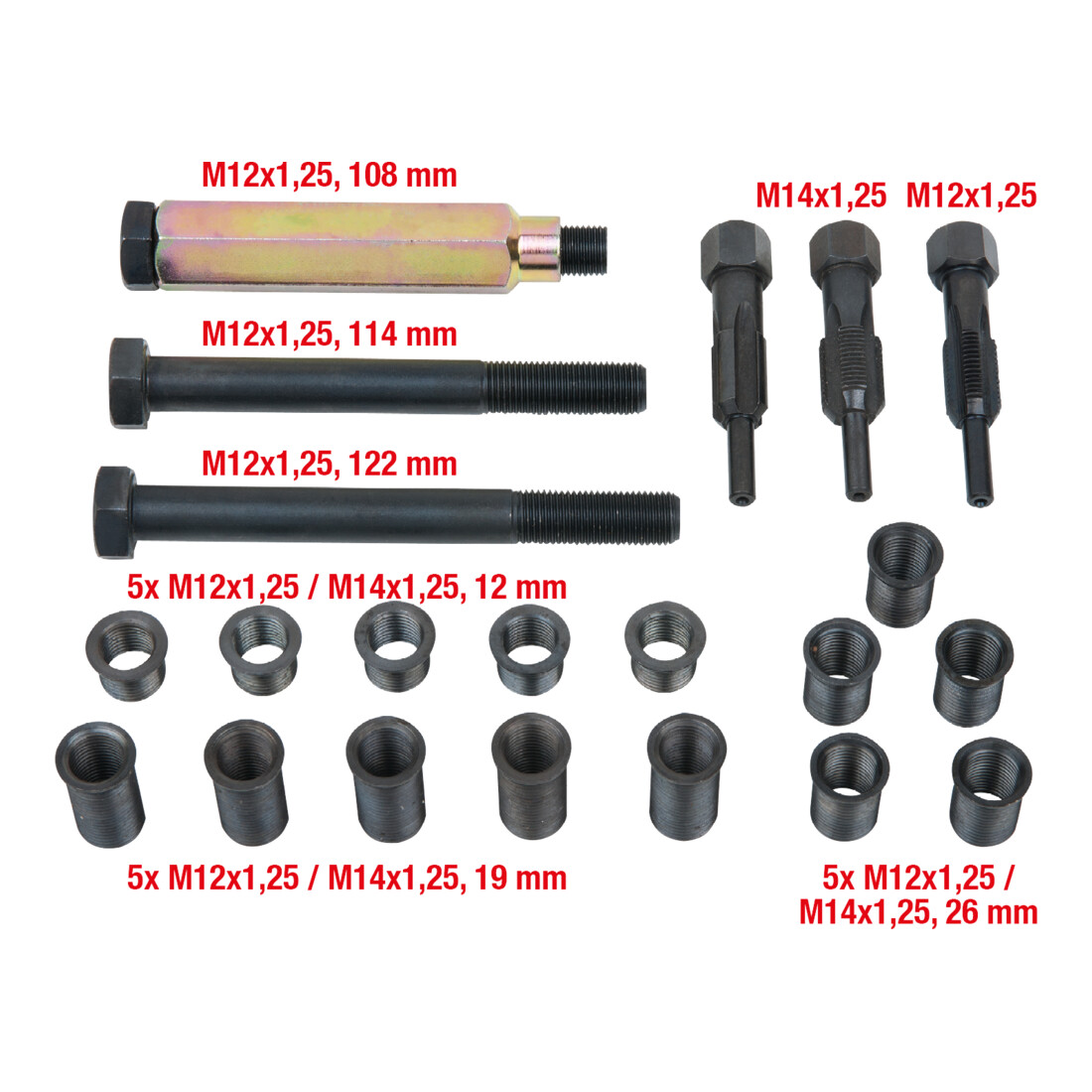 KS TOOLS Kit de réparation M12 x 1,25 de bougies d'allumage et de préchauffage THREADfix, 21 pcs.