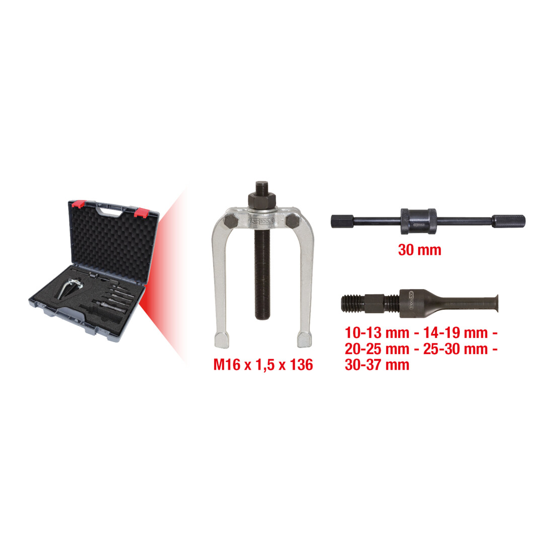 KS TOOLS Coffret d'extracteurs par prise intérieure Ø 10-37 mm, 7 pcs.