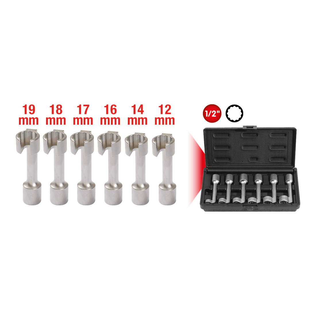 KS TOOLS 1/2' Jeux de clés pour tuyaux d'injection diesel, 6 pcs.