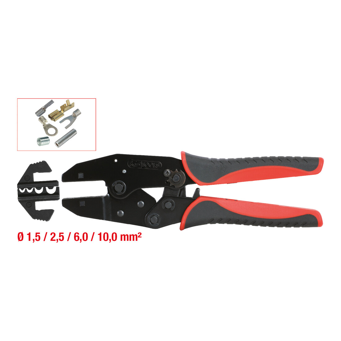 KS TOOLS Pince à sertir pour cosses non isolées, 220 mm