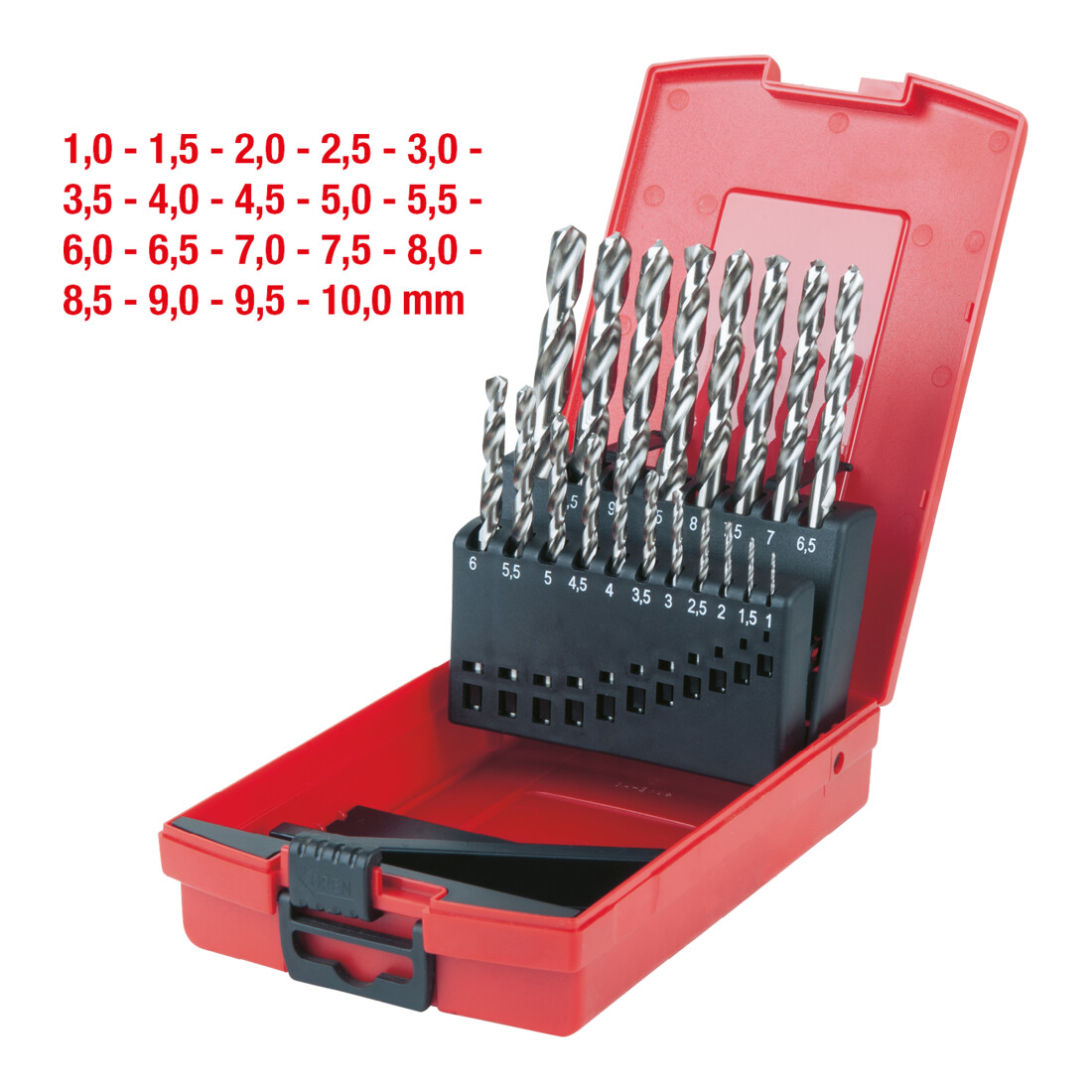 KS TOOLS Coffret de forets étagés HSS TiN, en box PVC, 19 pcs. 1-10mm