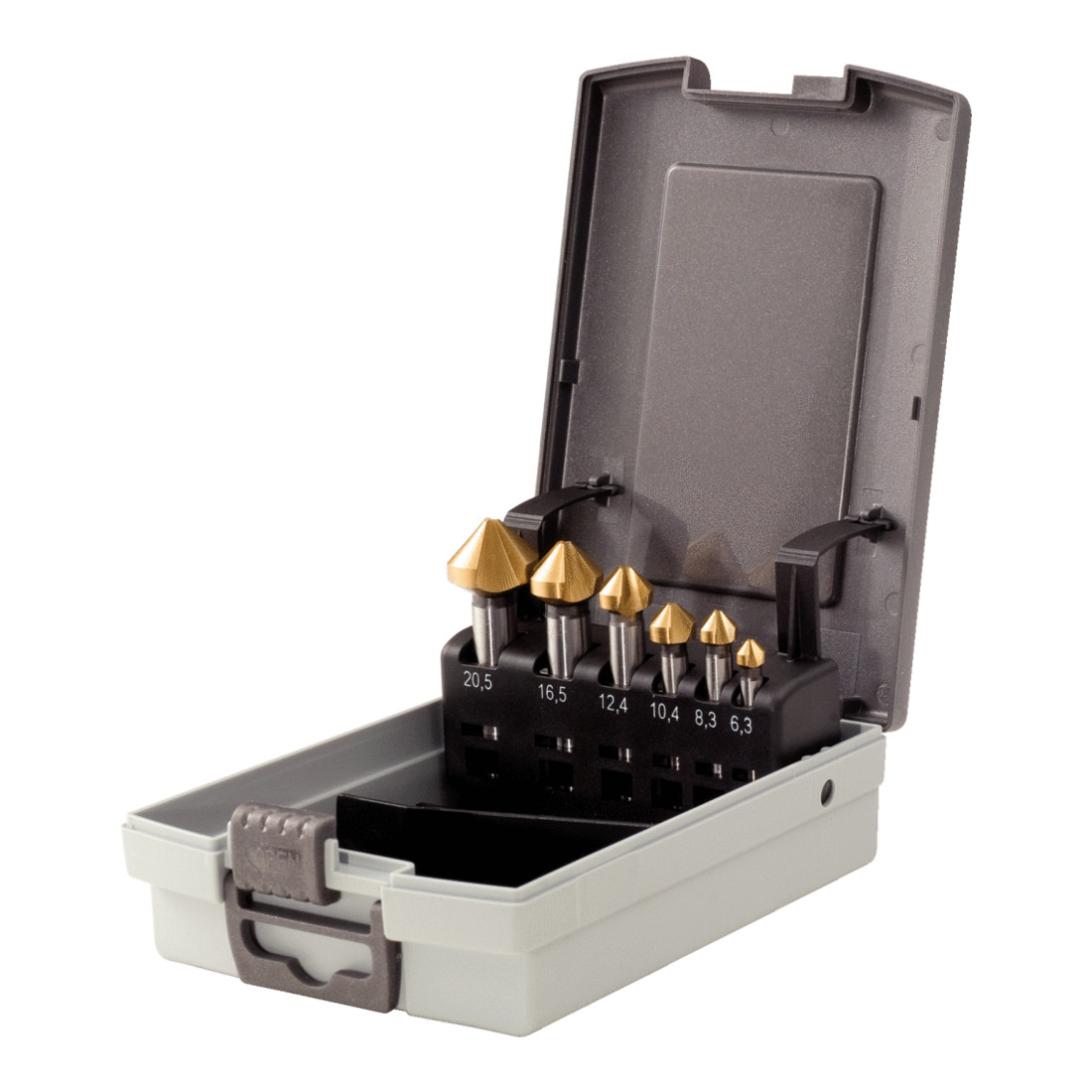 KS TOOLS Coffret de forets aléseurs HSS TiN 90°, 6 pcs, en box PVC