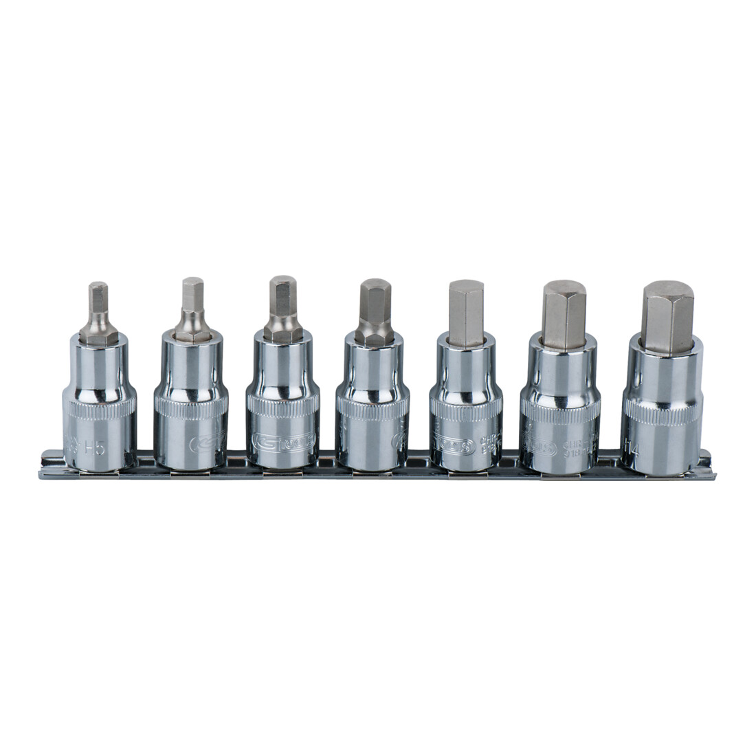 KS TOOLS 1/2' Jeu de douilles tournevis 6 pans intérieur CHROMEplus, courtes, 7 pcs. 5-14 mm