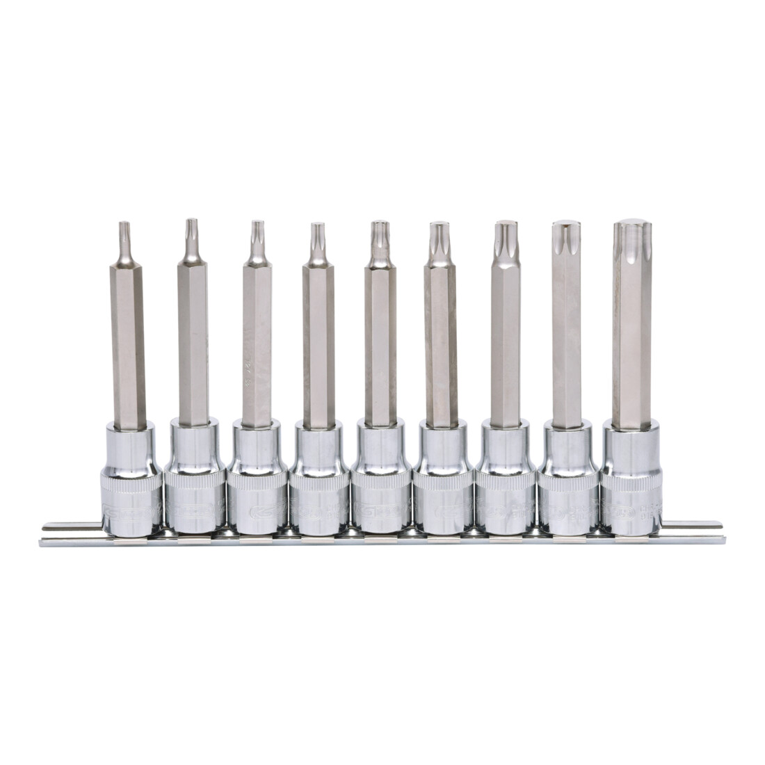 KS TOOLS 1/2' Jeu de douilles tournevis Torx CHROMEplus, longues, 9 pcs. T20-T60