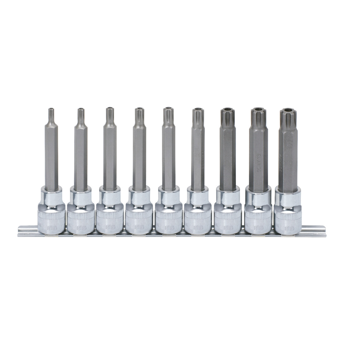 KS TOOLS 1/2' Jeu de douilles RIBE CHROMEplus, longues, 9 pcs. M5-M14, percé